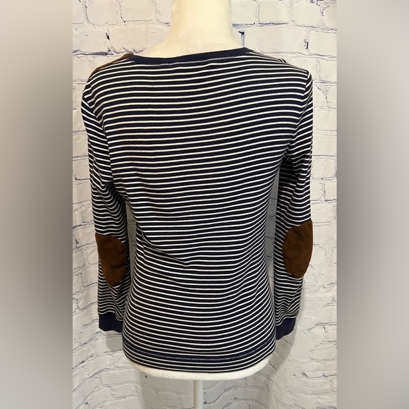 Lauren Ralph Lauren striped sweater with faux suede elbow patches size M - Picture 4 of 7